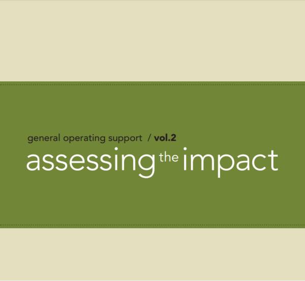 This cover has a cream background with a green bar across the middle. The title reads, "General Operating Support Vol 2: Assessing the Impact".
